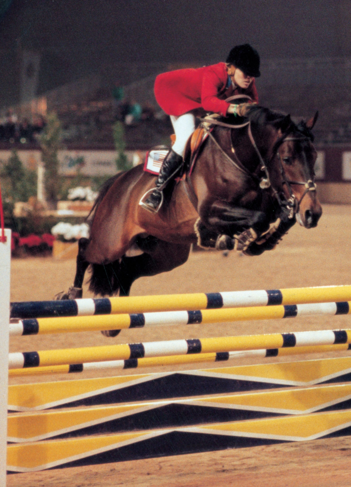 A rider in the Palexpo arena in the 1990s