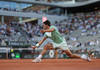 Carlos Alcaraz (Spa) in action during his 1/4 final men's singles match against Stefanos Tsitsipas (Gre) on day ten at Roland-Garros