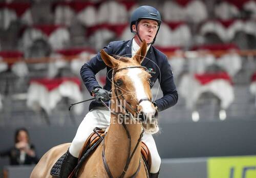 Francis DERWIN (IRL) riding PARVATI AEG during the day 3 of Rolex Grand Slam of Show Jumping 2024 at Palexpo on December 13, 2024 in Geneva, Switzerland. (Photo by Pierre Costabadie/Icon Sport)