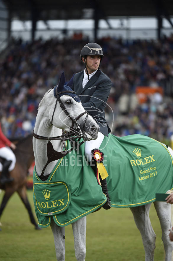 Gregory Wathelet and Corée, winners of the Rolex Grand Prix at CHIO Aachen in 2017.