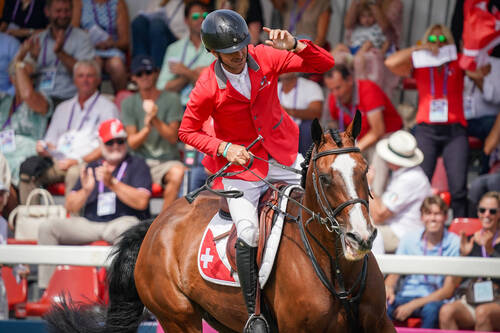 Guerdat Steve (SUI) riding Dynamix de Belheme during the FEI Jumping European Championship Milan  at Hippodrome of San Siro on September 3, 2023 in Milan, Italy. (Photo by Pierre Costabadie/Icon Sport)