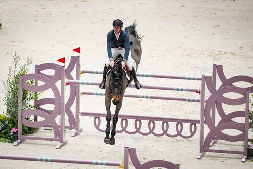 Steve GUERDAT (SUI) riding VENARD DE CERISY during the day 4 of Rolex Grand Slam of Show Jumping 2024 at Palexpo on December 14, 2024 in Geneva, Switzerland. (Photo by Pierre Costabadie/Icon Sport)