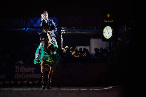 Ben Maher of Great Britain riding Explosion W during the CHI de Geneva - Rolex Grand Slam of Show Jumping on December 10, 2021 in Geneva, Switzerland. (Photo by Pierre Costabadie/Icon Sport)