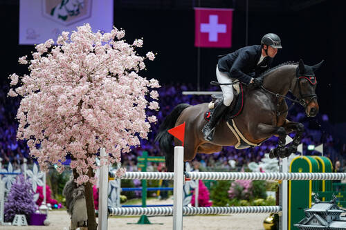 Alain Jufer (SUI) riding Dante MM during the day 6 of Rolex Grand Slam of Show Jumping on December 11, 2022 in Geneva, Switzerland. (Photo by Pierre Costabadie/Icon Sport)