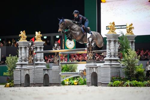 Giulia MARTINENGO MARQUET (ITA) riding DELTA DEL'ISLE during the day 5 of Rolex Grand Slam of Show Jumping 2024 at Palexpo on December 15, 2024 in Geneva, Switzerland. (Photo by Pierre Costabadie/Icon Sport)