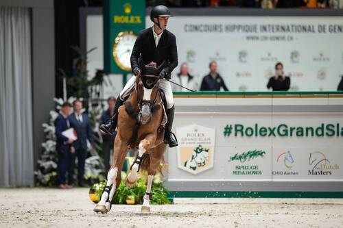 Gilles THOMAS (BEL) riding ERMITAGE KALONE during the day 5 of Rolex Grand Slam of Show Jumping 2024 at Palexpo on December 15, 2024 in Geneva, Switzerland. (Photo by Pierre Costabadie/Icon Sport)