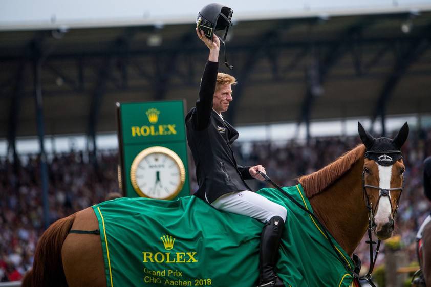 Vainqueur du Rolex Grand Prix au CHIO d'Aix-la-Chapelle en 2018, Marcus Ehning (Photo: Rolex / Ashley Neuhof)