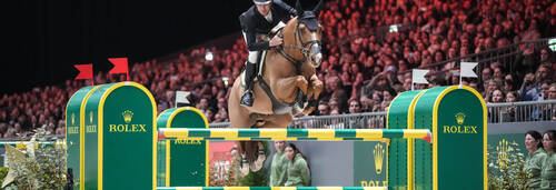 Steve GUERDAT (SUI) riding ALBFUEHREN'S IASHIN SITTE during the Day 4 of the 64th CHI of Geneva on December 13, 2025 in Geneva, Switzerland.  (Photo by Pierre Costabadie/Icon Sport)